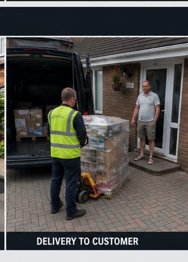 Customer receiving pallet delivery